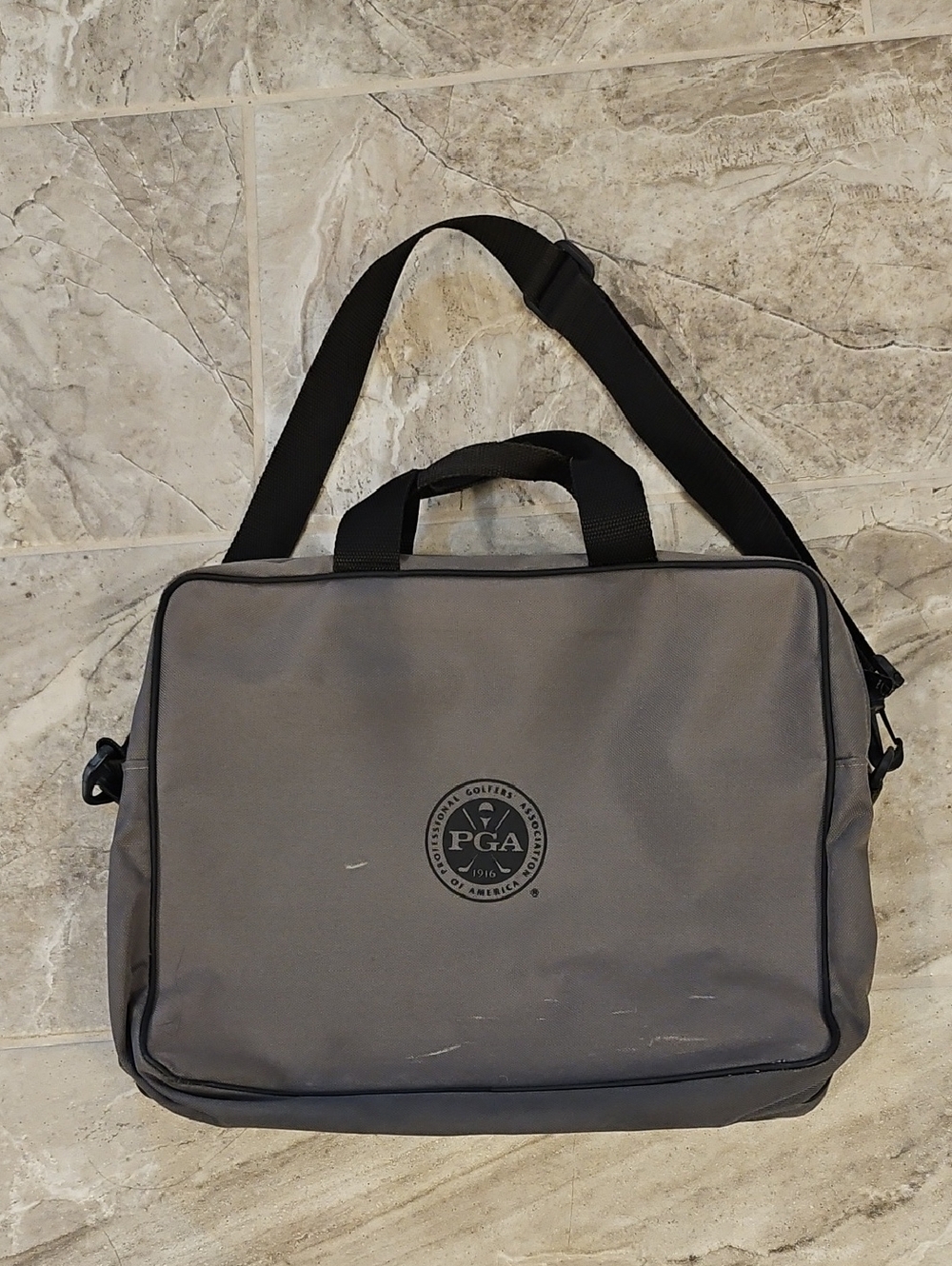 PGA Tour Gray Men's Messenger Bag with Black Strap